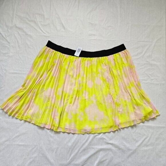 Torrid Skirt Womens US 5X 28 Chiffon Pleated Lined Yellow Pink Floral Flowy Boho - Picture 2 of 13